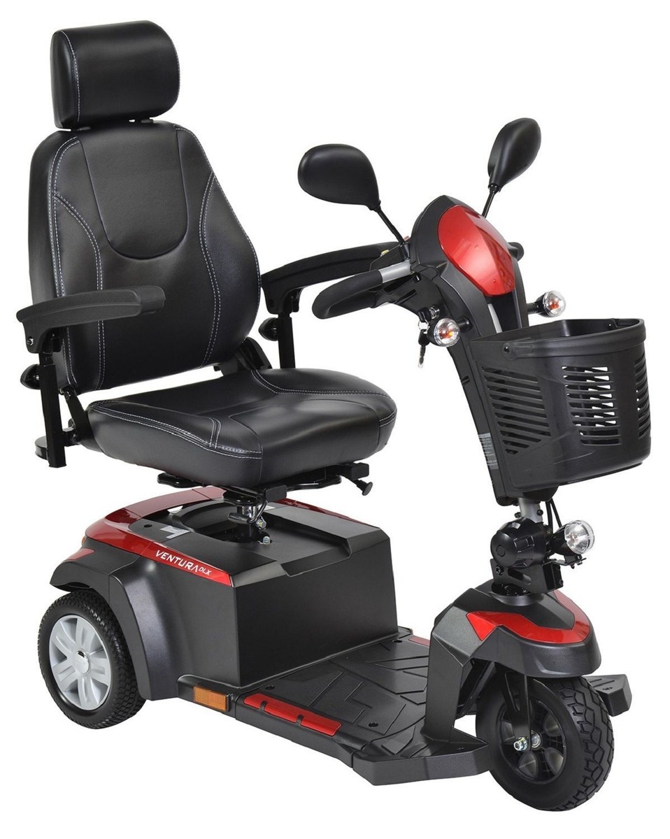 Drive Medical Ventura 3 Wheel 18 Folding Seat Red BL Ventura 318FS