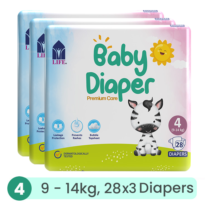 Life Baby Diaper Size 4-Large (9-14KG) 28's ( Bundle of 3)