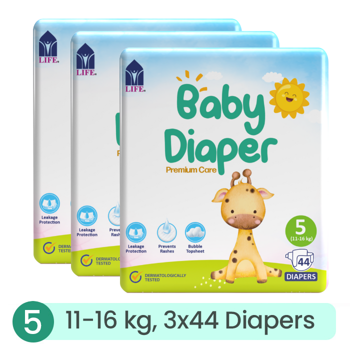 Life Baby Diaper Size 5-Extra Large (11-16KG) 44's ( Bundle of 3)