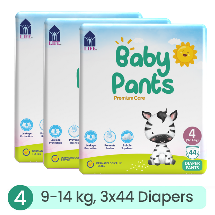 Life Baby Diaper Pants Size 4-Large (9-14KG) 44's ( Bundle of 3)