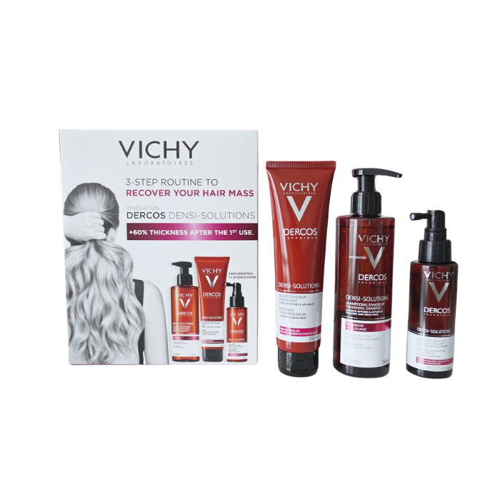 VICHY DENSI SOLUTION SHAMPOO + CONDITIONER + TREATMENT + HAIR STRAIGHTNER FREE