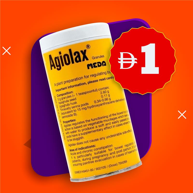 Agiolax Granules, Herbal Fiber & Senna 250g  AED 1, Use Code: AG1 | Expiry 05 2026