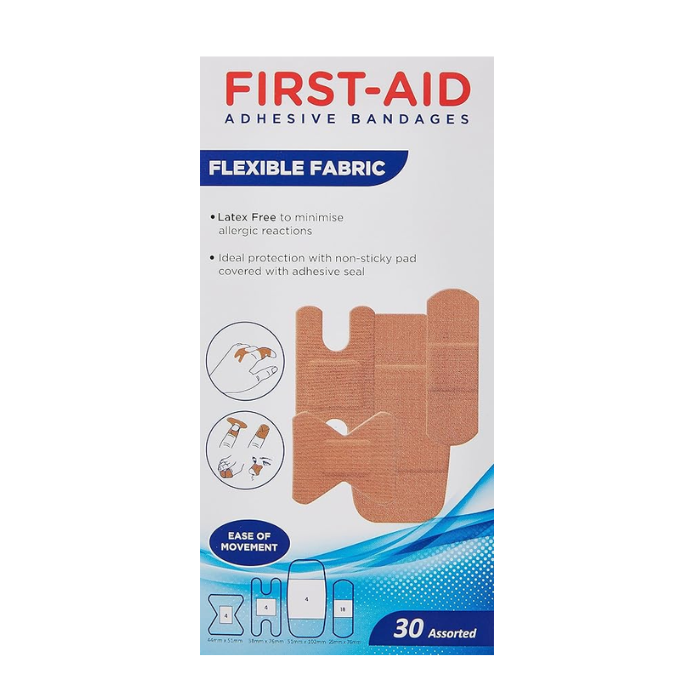 First Aid Flexible Fabric Bandages Assorted 30's