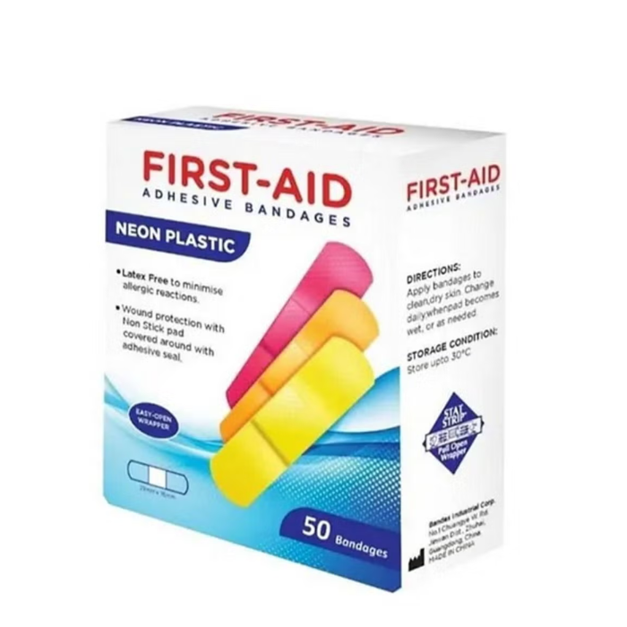 First Aid Neon Plastic Bandages 19MMx76MM 50s
