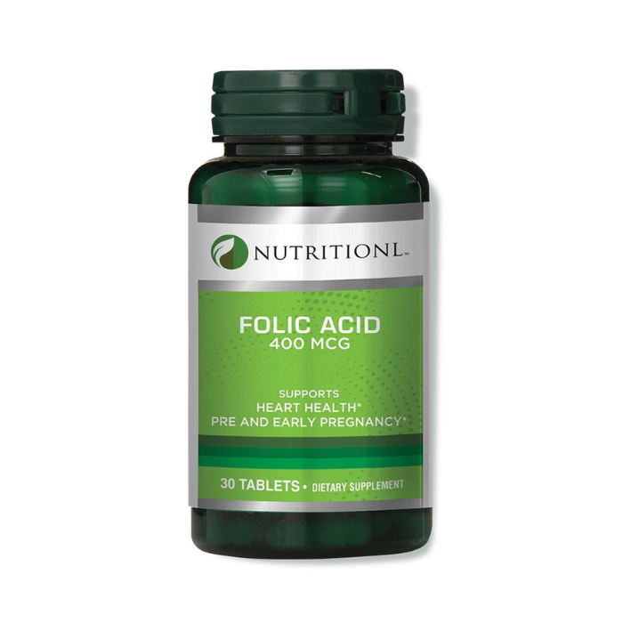 Nutritionl Folic Acid 400 mcg Tablets 30's