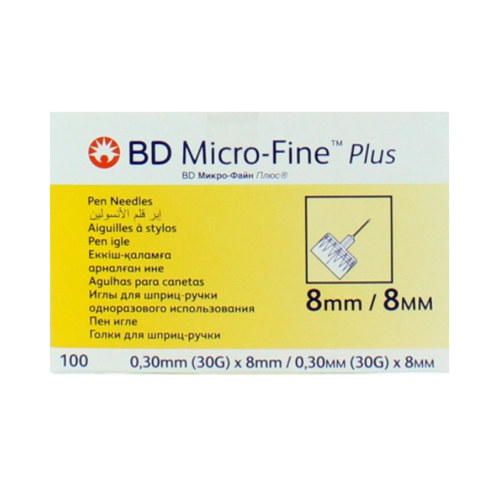 Bd Micro Fine Plus Pen Needles 8 mm 100's