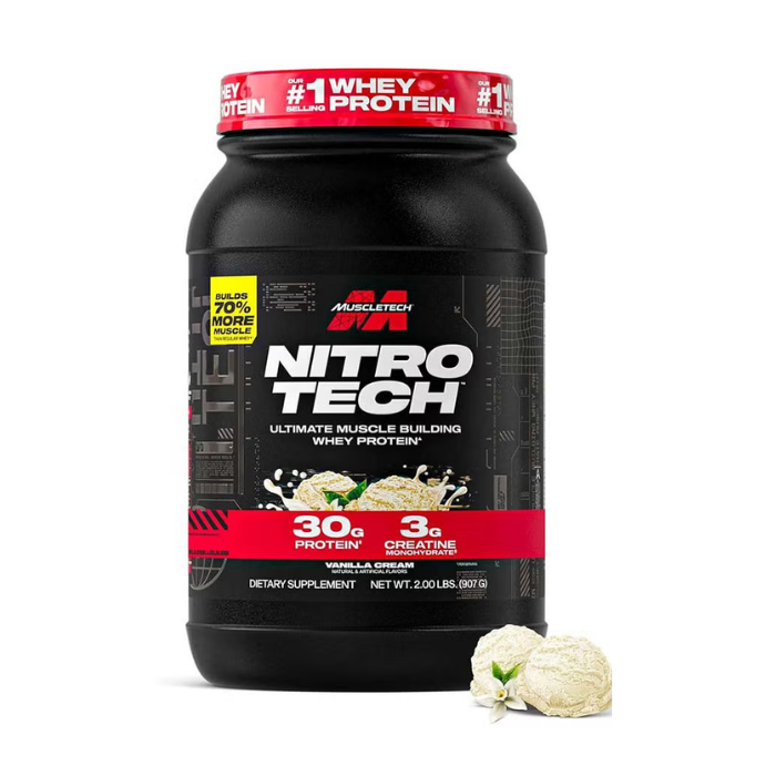 Muscletech Nitro Tech Whey Protein, Vanilla Cream, 2 LB