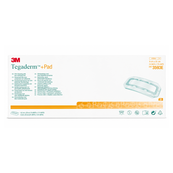 3M Tegaderm +Pad Film W/ Non-Adherent Pad 9*35CM 25s 3593