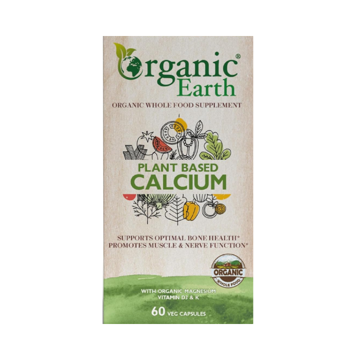 Organic Earth Plant Based Calcium, Red Marine Algae, Bone, Joint, and Heart Health Support - 60 Capsules