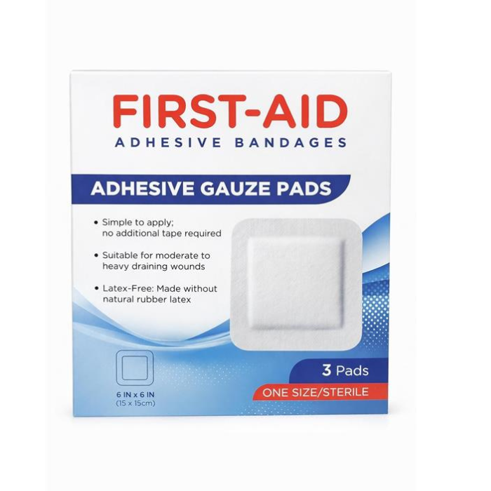 First Aid Adhesive Gauze Pads 15CM X 15CM 3s