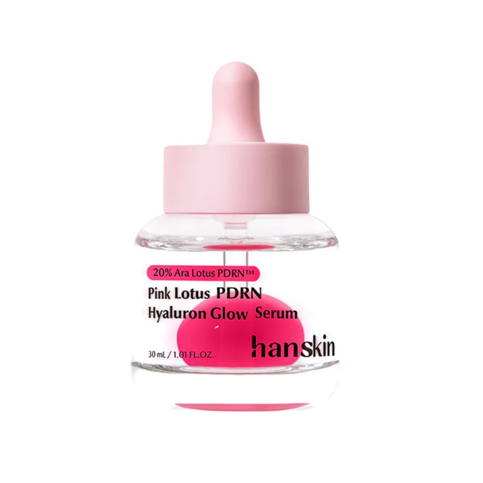Hanskin Pink Lotus PDRN Hyaluron Glow Serum – Hydrating & Elasticity Boosting Korean Skincare 30ml
