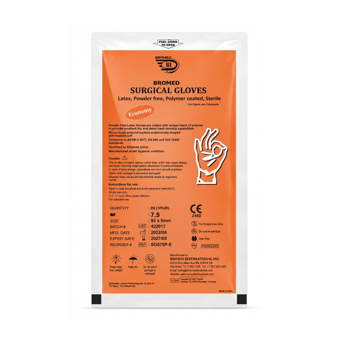 Bromed Sterile Surgical Gloves Powder Free Assorted Size 1s