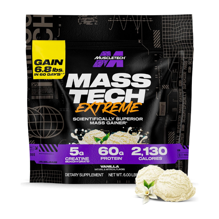 Muscle Tech Mass-Tech Extreme High Calorie Mass Gainer Vanilla Milkshake, 6lb