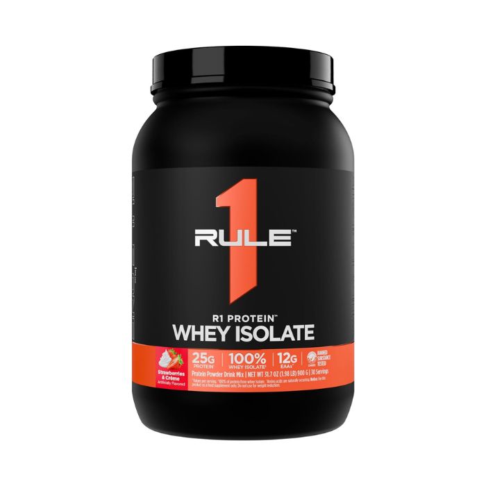 Rule 1 Whey Isolate Strawberry Cream, 38 Servings, 25g Protein with Fast-Absorbing, 1.98lb