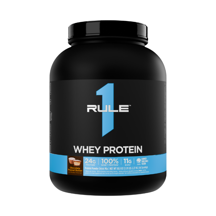 Rule 1 Whey Blend Powder Chocolate Peanut Butter 64 Servings, 24g Protein & 5.5g BCAAs, 5.01lb