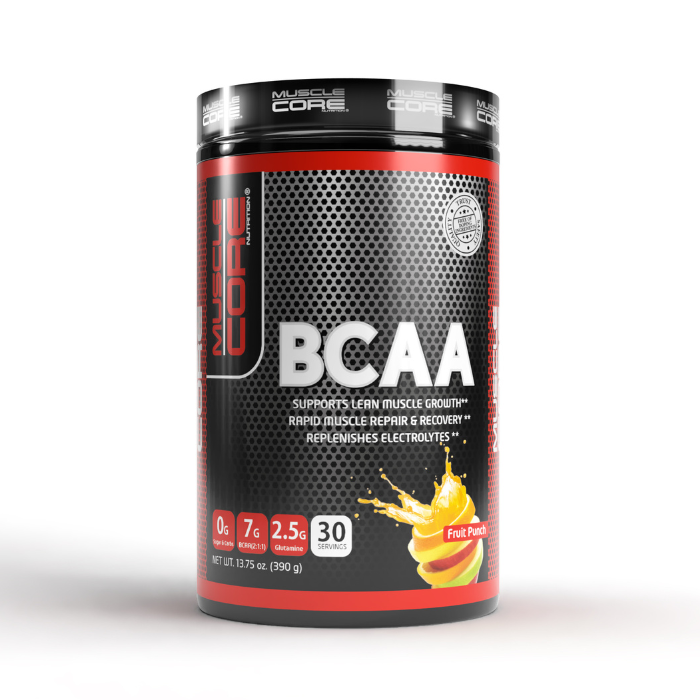 Muscle Core BCAA Fruit Punch Formula for Muscle Recovery and Endurance, 30 Servings
