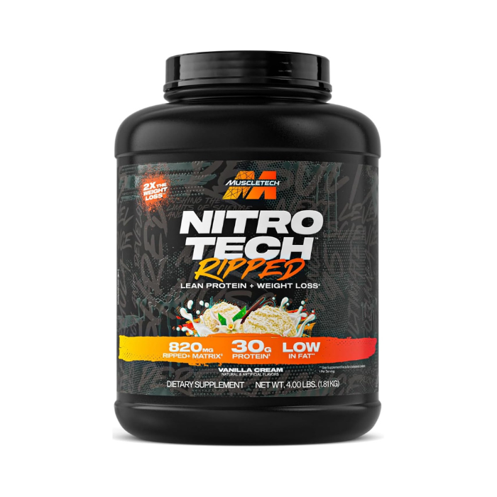 Muscle Tech Nitro Tech Ripped Whey Powder Vanilla with L-Carnitine, CLA & Green Coffee Extract, 4lb