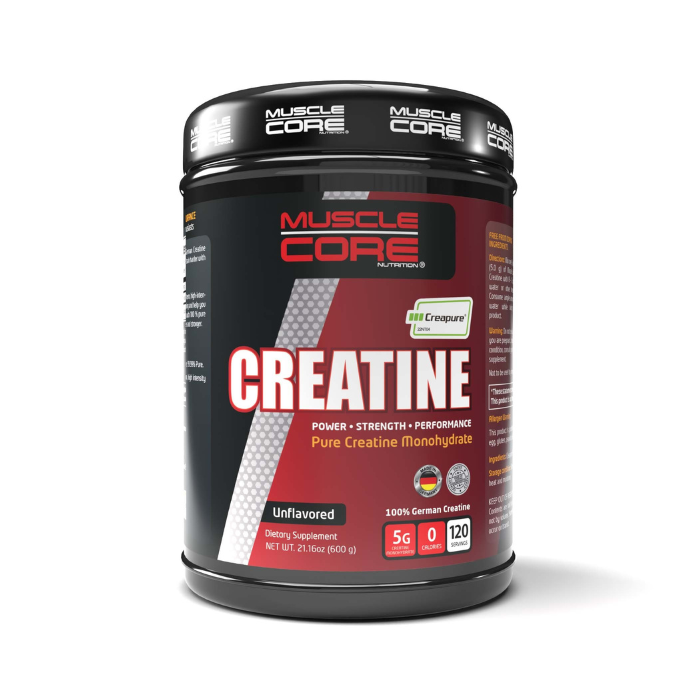Muscle Core Creatine Creapure Unflavoured 600g, Pure Micronized Creatine Monohydrate, 120 Servings