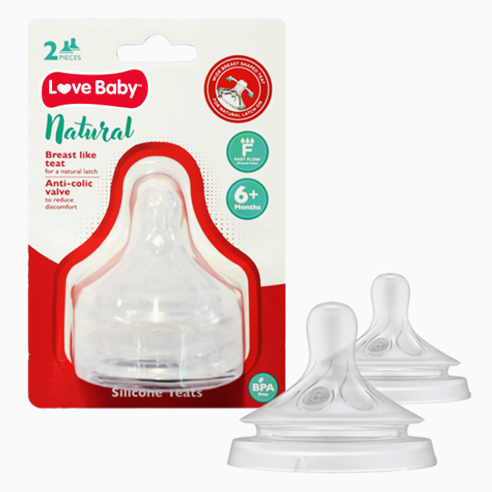 Love Baby Natural Silicone Teats Fast Flow 2s