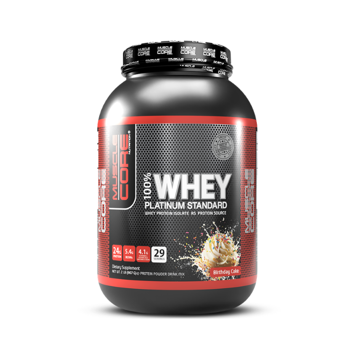 Muscle Core 100% Whey Platinum Birthday Cake, 24g Protein Powder for Muscle Growth & Recovery, 2lb