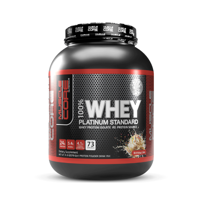 Muscle Core 100% Whey Platinum Birthday Cake, High-Protein Powder for Muscle Growth & Recovery, 5lb