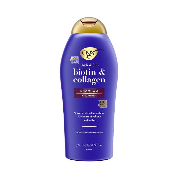 OGX Thick & Full + Biotin & Collagen Volumizing Shampoo with Lipi Pro Shield Technology, Sulfate-Free, 577ml