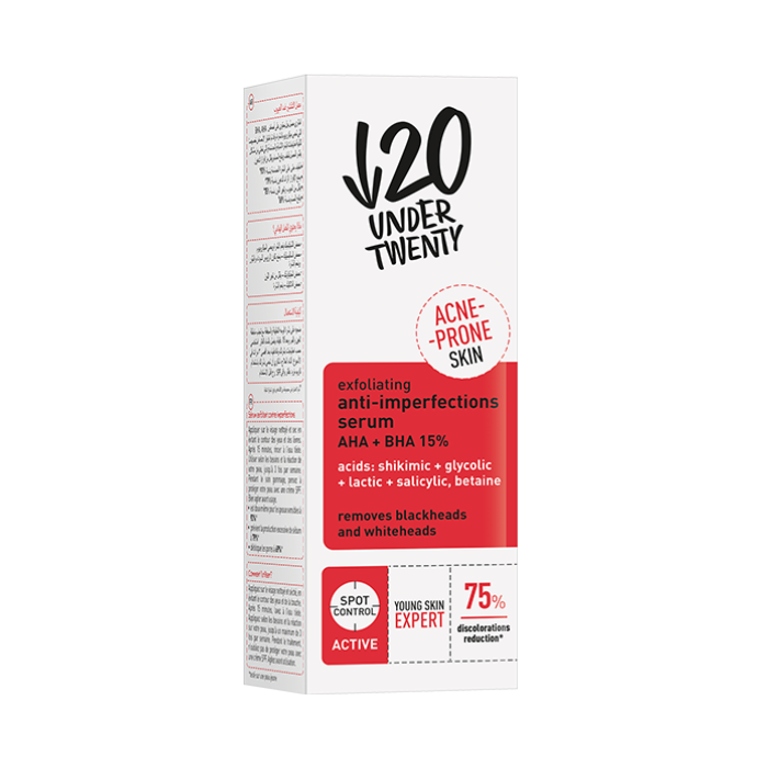 Under Twenty Exfoliating Anti-Imperfections Serum with 15% AHA + BHA Acids, 30ml