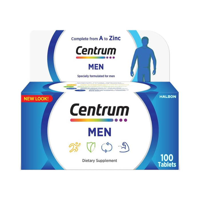 Centrum Men Multivitamin & Mineral Tablets for Energy, Immunity and Muscle Function, 100 Tablets