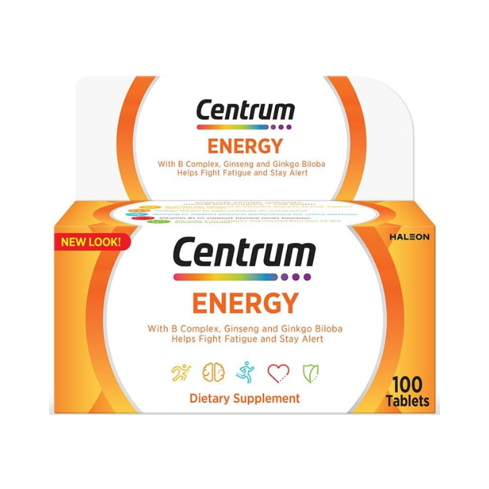 Centrum Energy Multivitamin with Ginseng & Ginkgo Biloba for Active Body and Mind, 100 Tablets