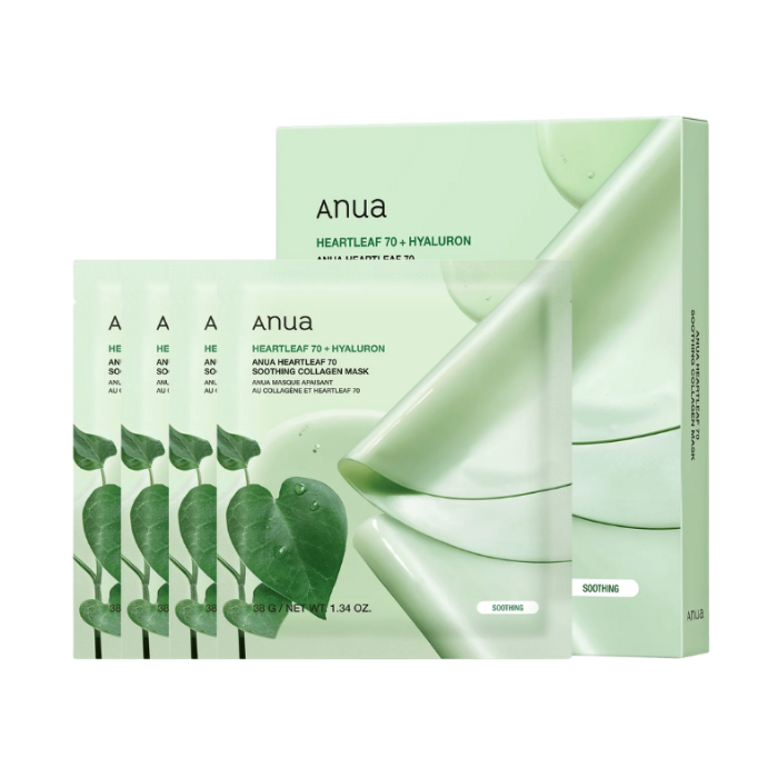 Anua Heartleaf 70 + Hyaluron Collagen Mask Sheet 38G 4s