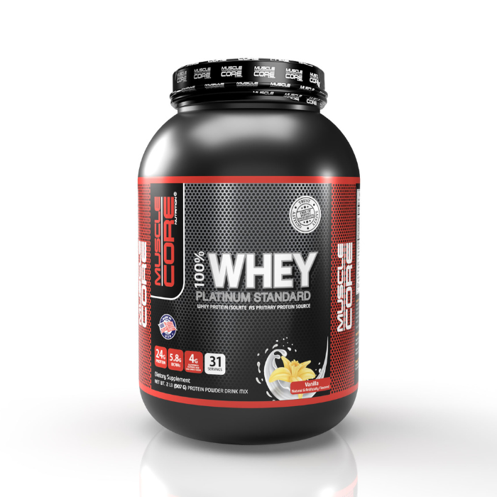 Muscle Core 100% Whey Platinum Standard Vanilla, High Protein Blend for Muscle and Recovery, 2lb