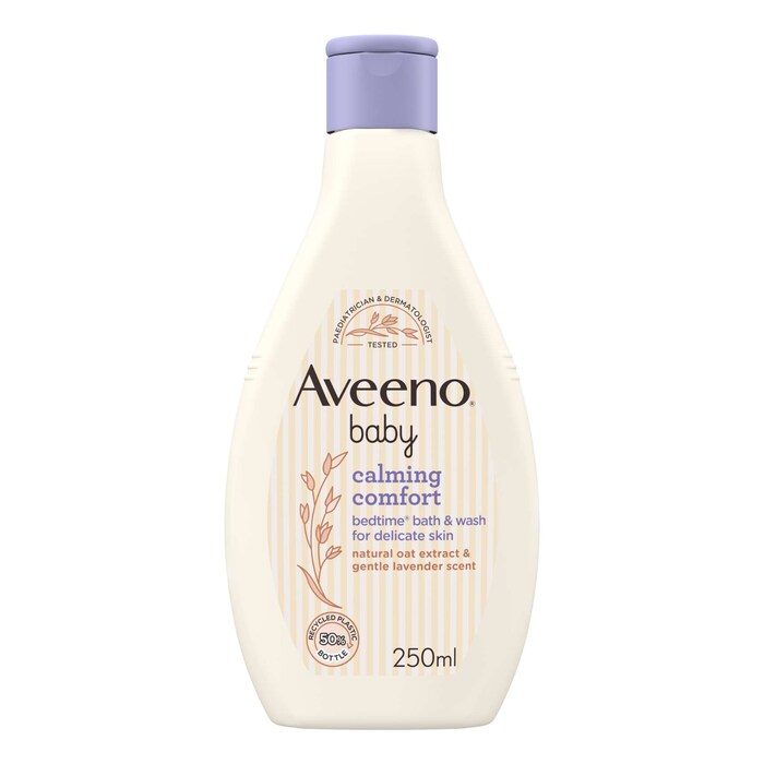 Aveeno Baby Calming Comfort Bath & Wash Lavender and Soothing Bedtime Cleanser for Delicate Skin, 250ml