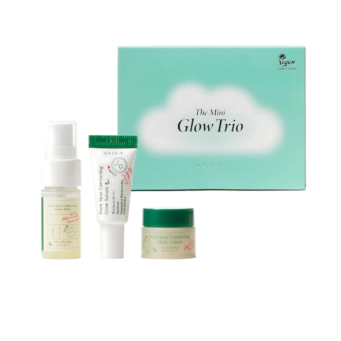 Axis-Y The Mini Glow Trio Set – Brightening Travel Skincare Kit with Serum, Ampoule & Cream for Radiant Skin