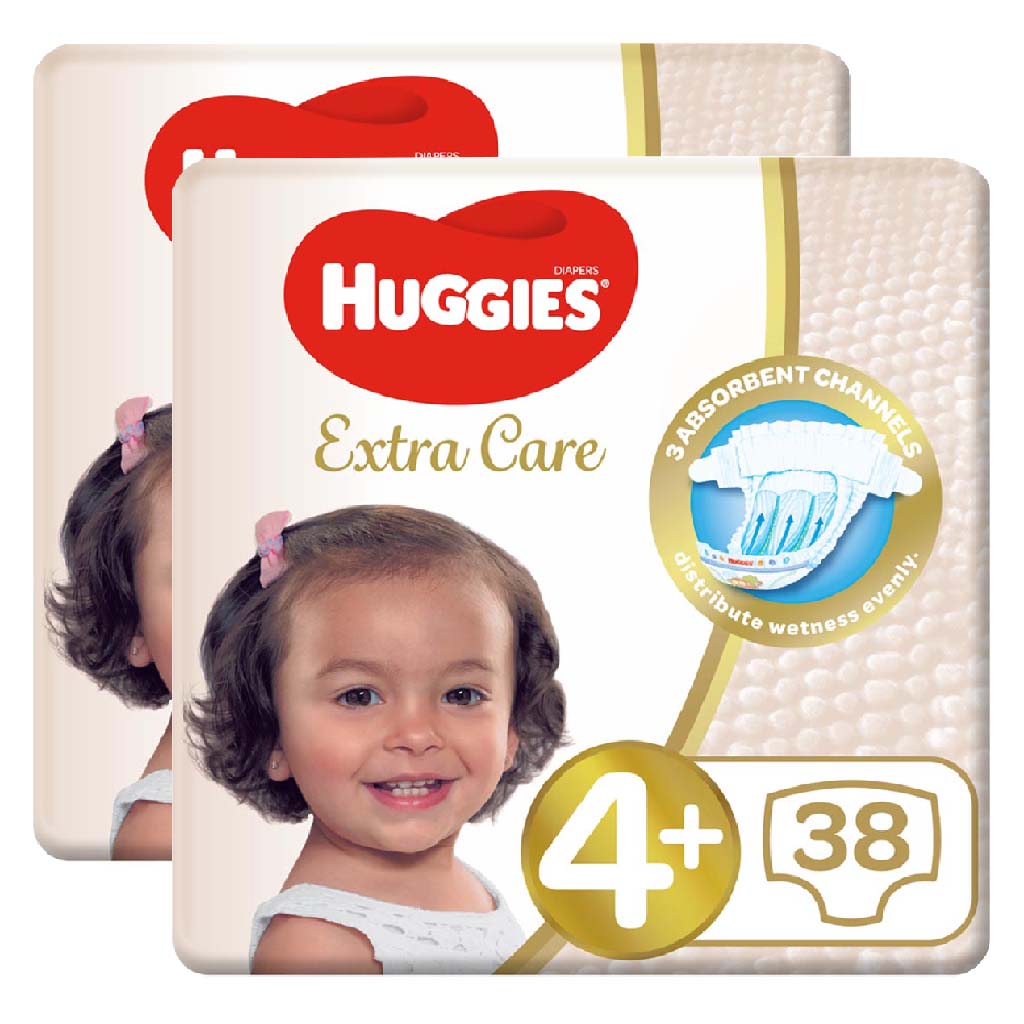 Huggies Extra Care Diaper Size 4+ 38s TWIN PACK