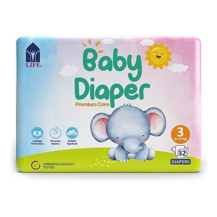Life Baby Diaper Size 3-Medium (6-10KG) 32's
