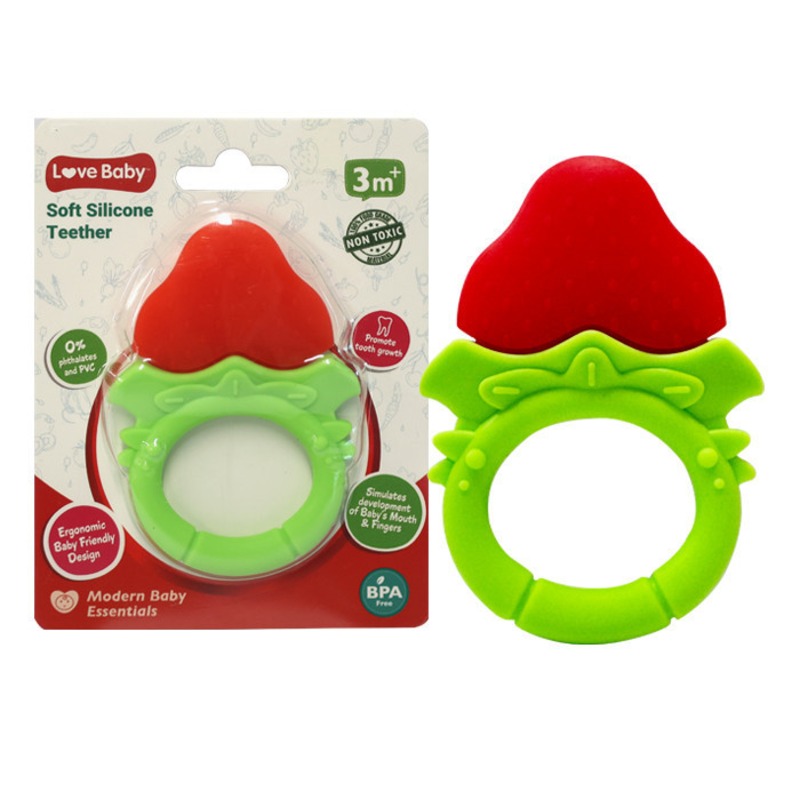 Love Baby Soft Silicone Teether Strawberry 1s