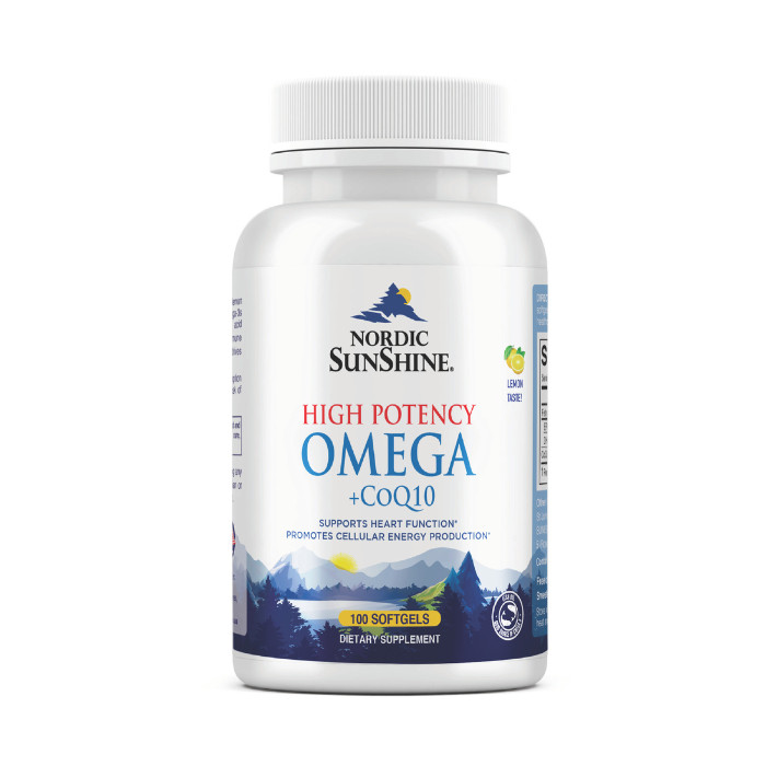 Nordic Sunshine Omega 1280mg + COQ10 100mg – High Potency Softgels for Heart, Brain & Energy Support – 100 Count