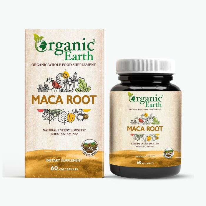 Organic Earth Maca Root, Natural Energy, Hormonal Balance and Vitality Support, 60 Capsules