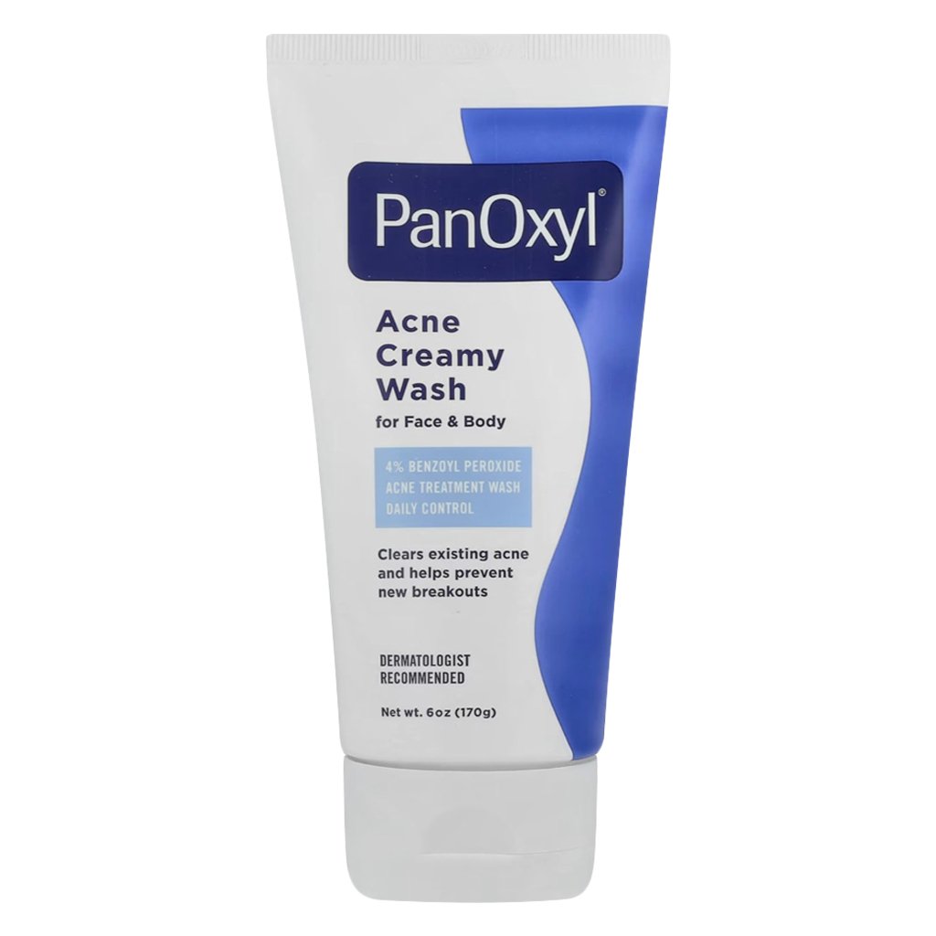 PanOxyl Acne Creamy Wash - 4% Benzoyl Peroxide Daily Cleanser for Sensitive, Acne-Prone Skin on Face & Body 6 oz