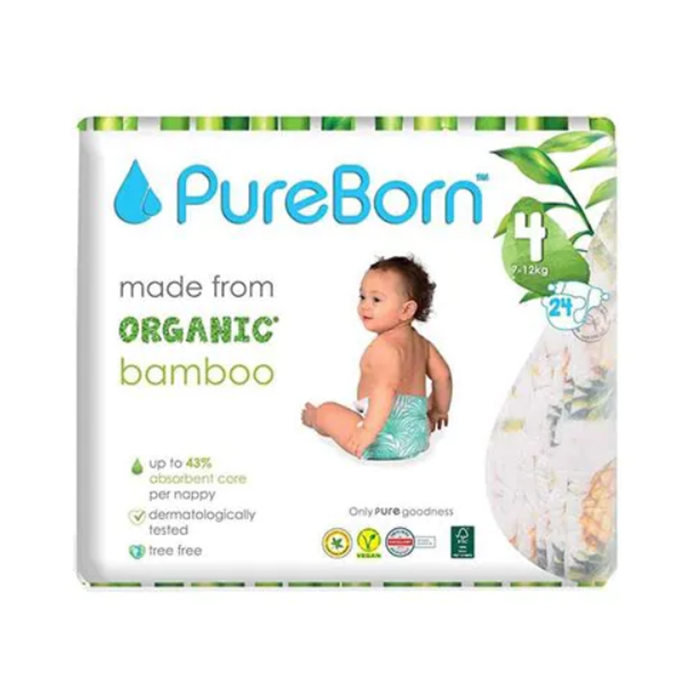 Pureborn Size 4 Single Pack Nappy 24's