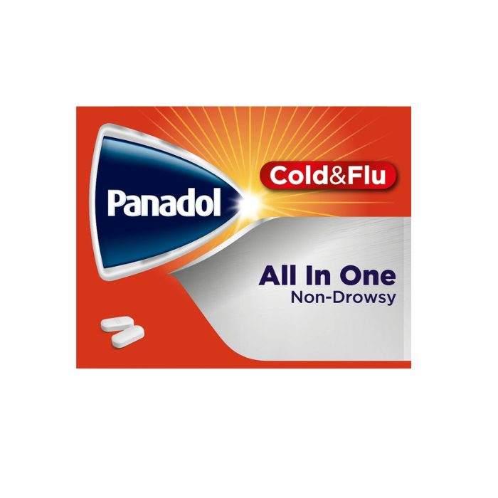 Panadol Cold & Flu All In One- For cold & Flu symptoms with chesty cough, 24 tablets