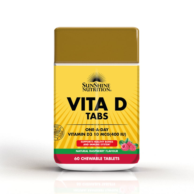 Sunshine Nutrition Vita D Chewable 400IU, for Bone, Immunity and Growth Support, 60 Chewable tablets