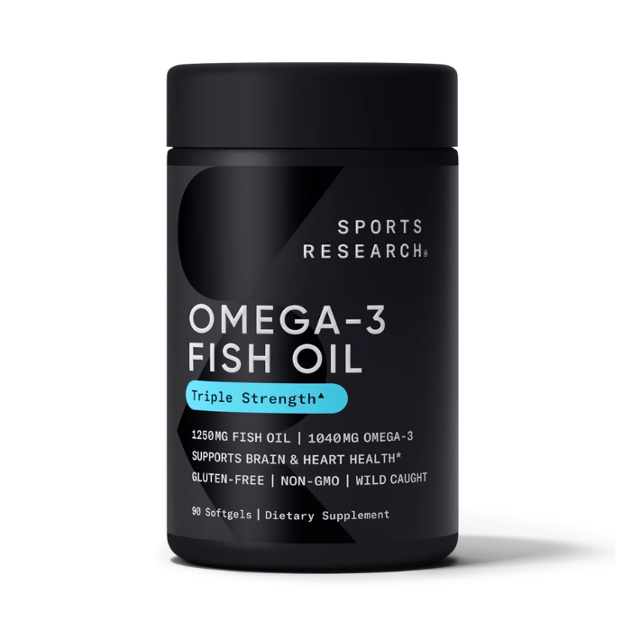 Sports Research Triple Strength Omega-3 Fish Oil 1250mg, Heart Support, 90 Softgels