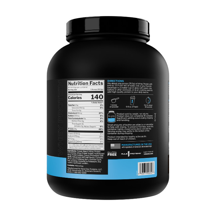 Rule 1 Whey Blend Powder Chocolate Peanut Butter 64 Servings, 24g Protein & 5.5g BCAAs, 5.01lb