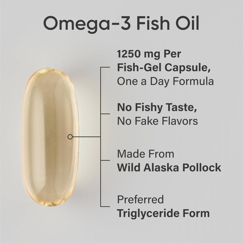 Sports Research Triple Strength Omega-3 Fish Oil 1250mg, Heart Support, 30 Softgels