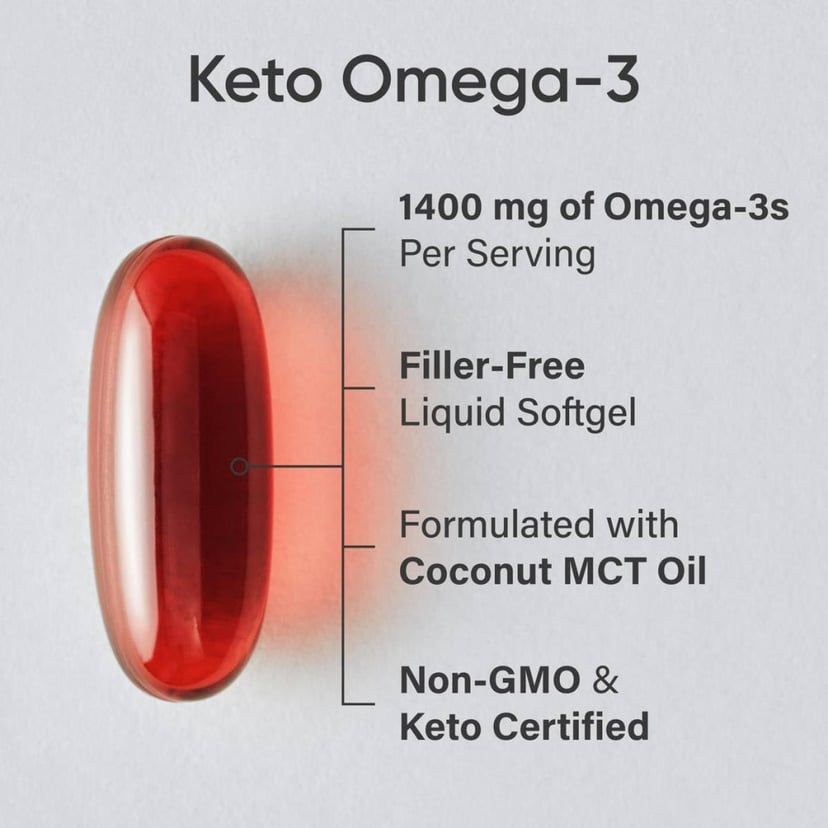Sports Research Keto Omega-3 1400mg with MCT Oil & Astaxanthin Full Spectrum, 120 Softgels