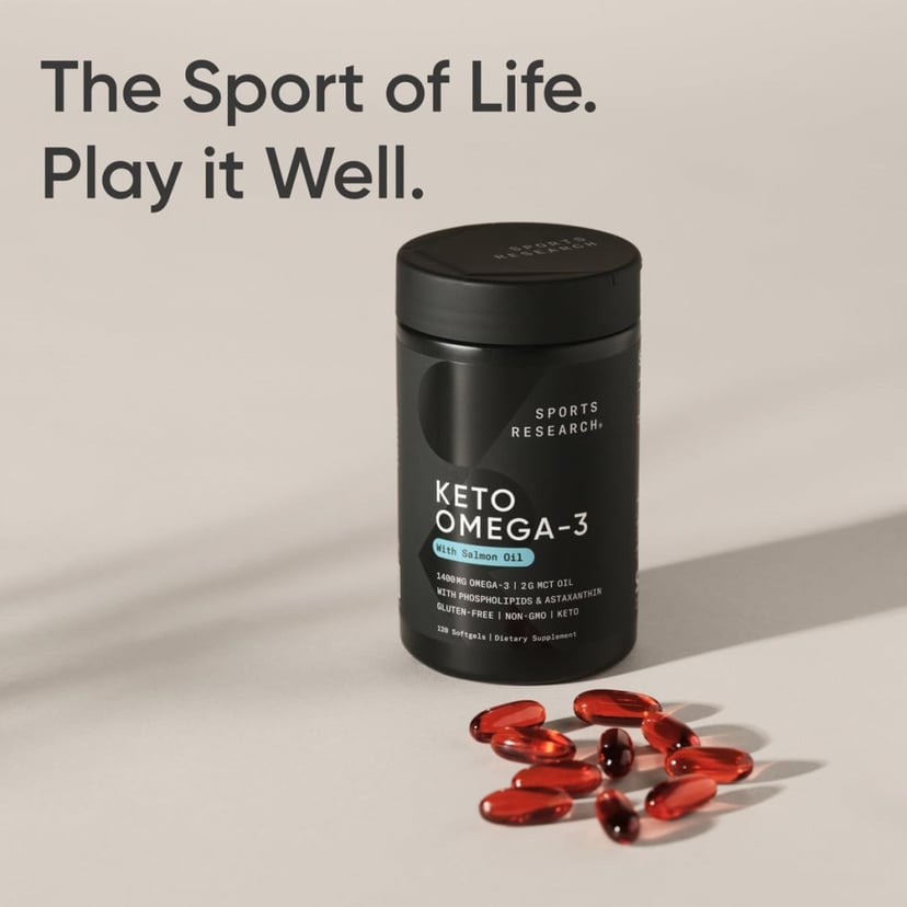 Sports Research Keto Omega-3 1400mg with MCT Oil & Astaxanthin Full Spectrum, 120 Softgels