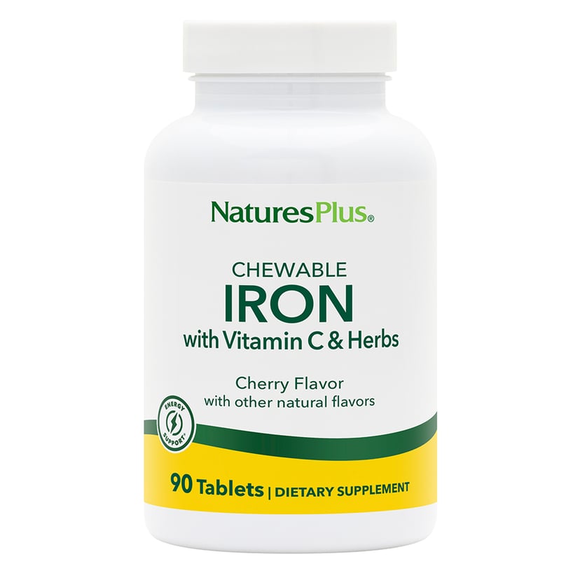 Natures Plus Chewable Iron With Vitamin C & Herbs 90 Tablets