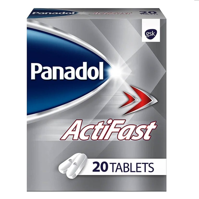 Panadol Actifast Pain Relief Tablets - Fast-Acting Paracetamol for Headaches & Body Pain - 20 Tablets