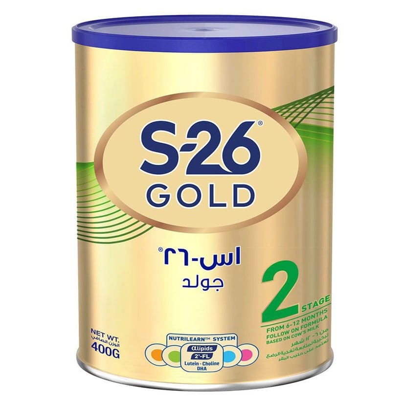 S-26 Gold Stage 2 Follow-On Formula, Nutrilearn System, DHA and Choline for 6–12 Months Babies, 400g